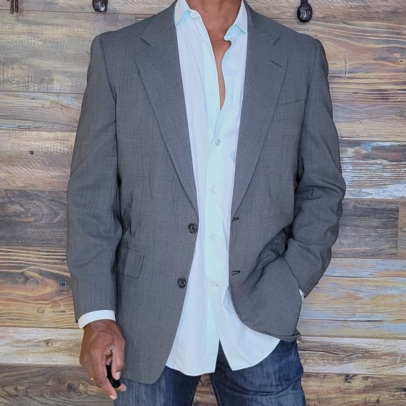 Hickey Freeman 100% Wool Gray Geometric Blazer Sport Jacket Size 39R - Picture 6 of 12